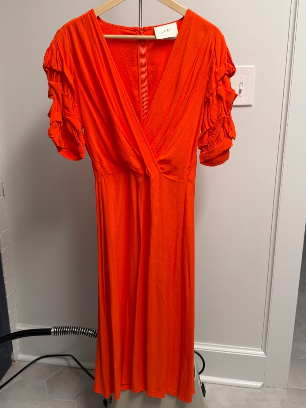 JUST Orange Wrap V-Neck Maxi Dress M